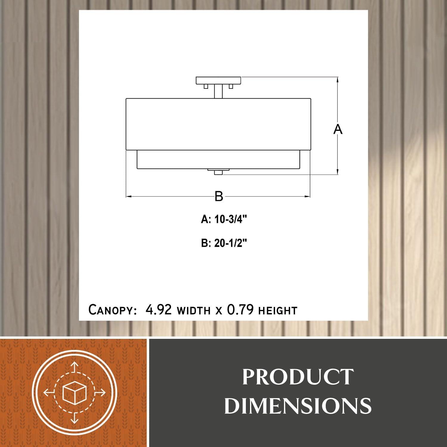 VAXCEL Burnaby Mid-Century Modern Semi Flush Mount Ceiling Light White Linen Drum Shade, Matte Brass, 20.5 inch