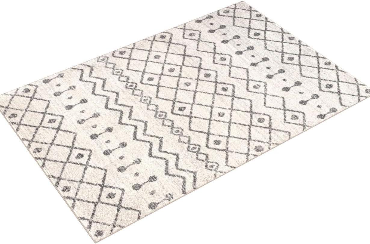 8'x10' Aksil Moroccan Beni Souk Area Rug, Cream/Gray - JONATHAN Y
