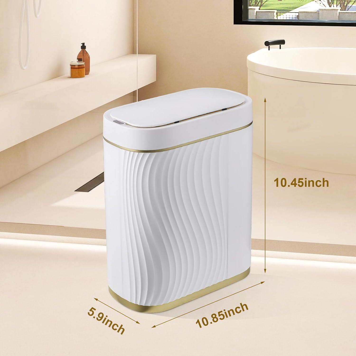 Small Automatic Trash Bin 2 Gallon Motion sensor. For bath, kitchen. Slim, waterproof plastic