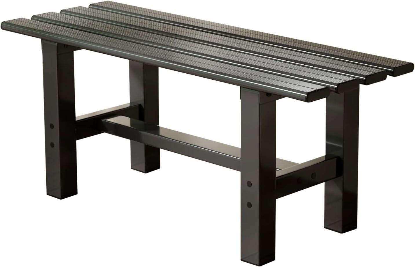 TECSPACE Aluminum Outdoor Patio Bench Black,35.4 x 14.2X 15.7 inches,Light Weight High Load-Bearing,for Park Garden,Patio