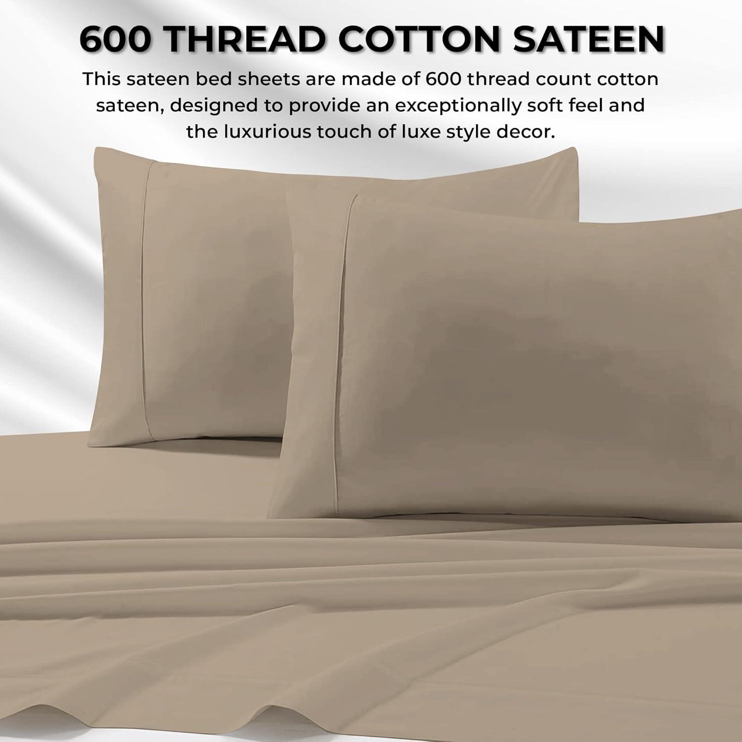 Tribeca Living 600 Thread Count 100% Cotton Extra Deep Pocket Sheet Set