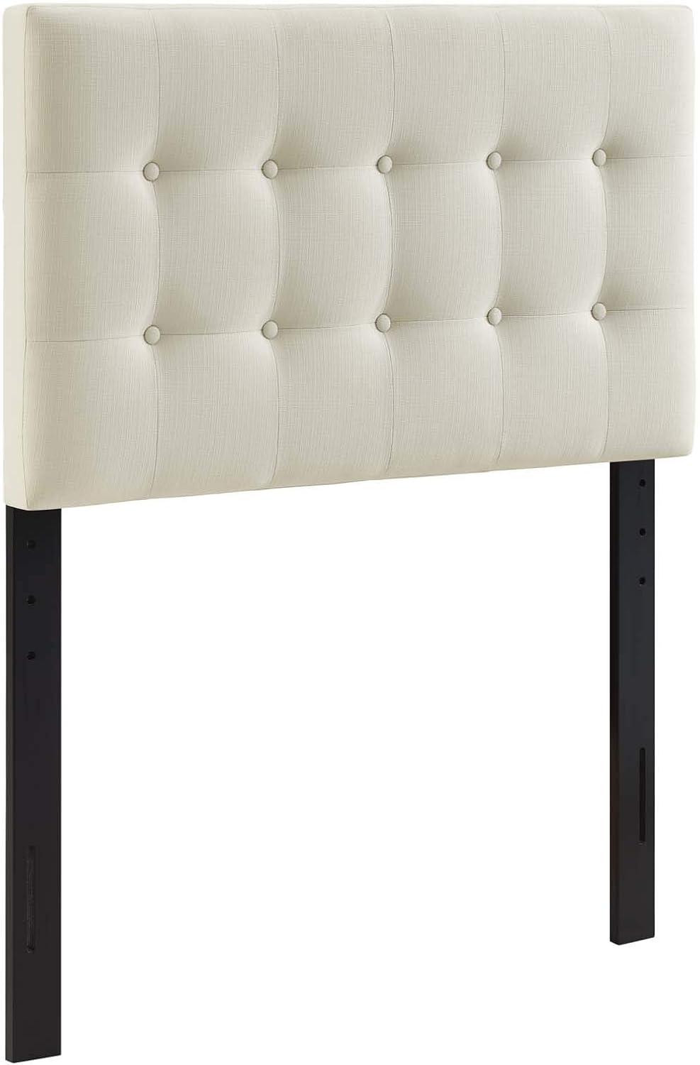 Ivory Twin Tufted Upholstered Fabric Headboard