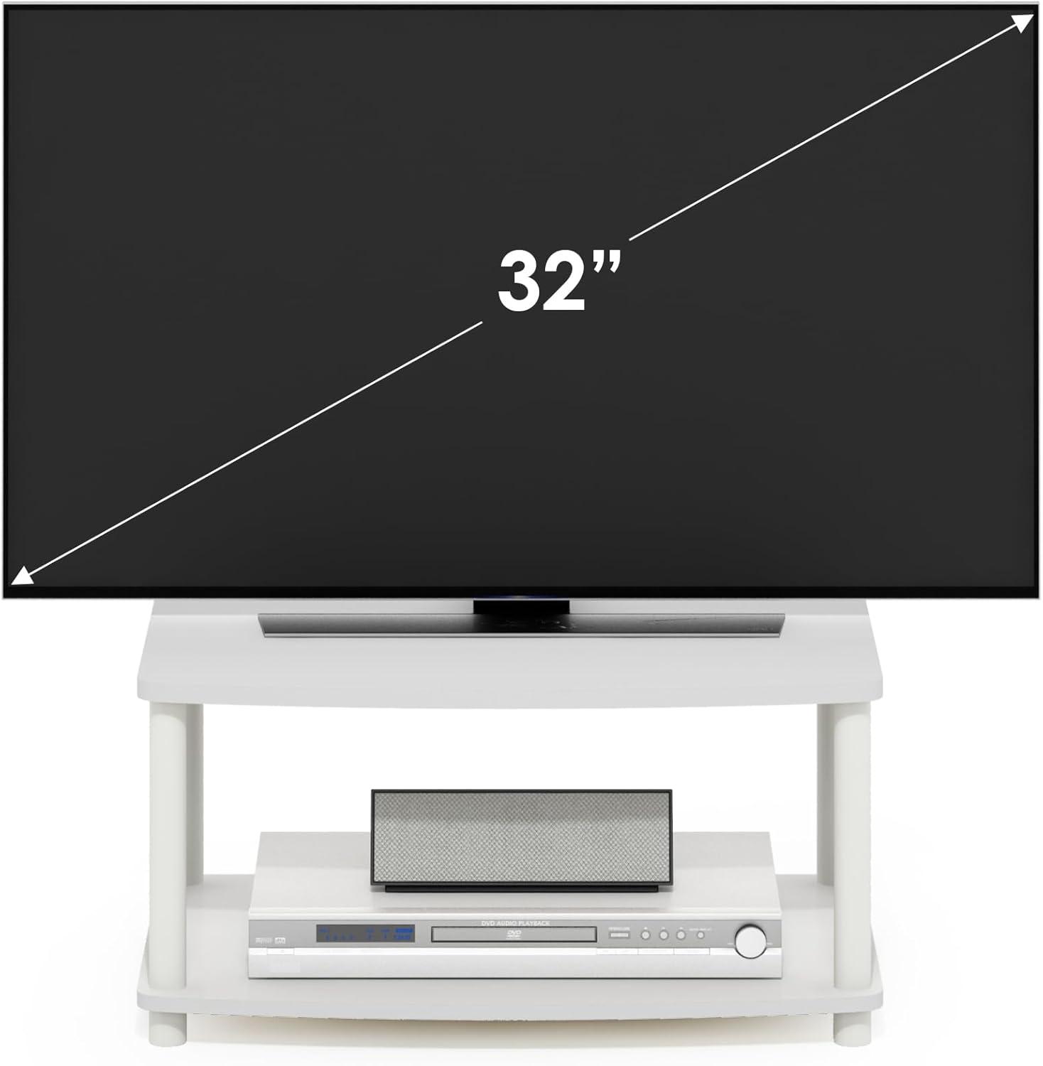 Furinno Turn-N-Tube No Tools 2-Tier Elevated TV Stands, White/White