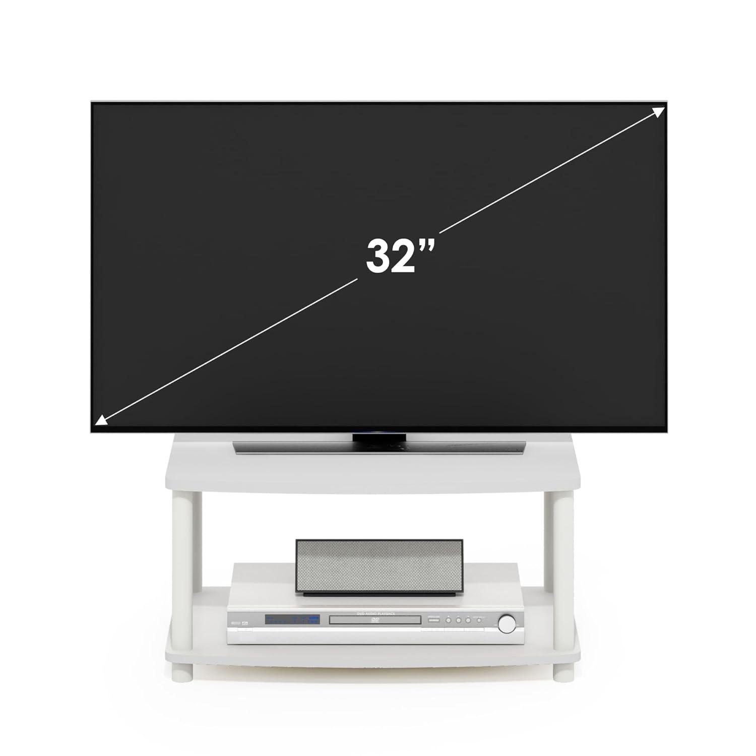 Furinno Turn-N-Tube No Tools 2-Tier Elevated TV Stands, White/White