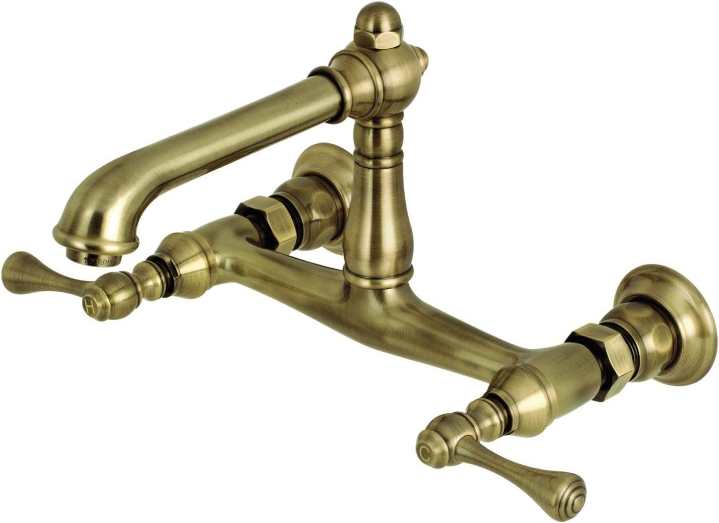 Kingston Brass English Country Two-Handle 2-Hole Wall Mount Bathroom Faucet