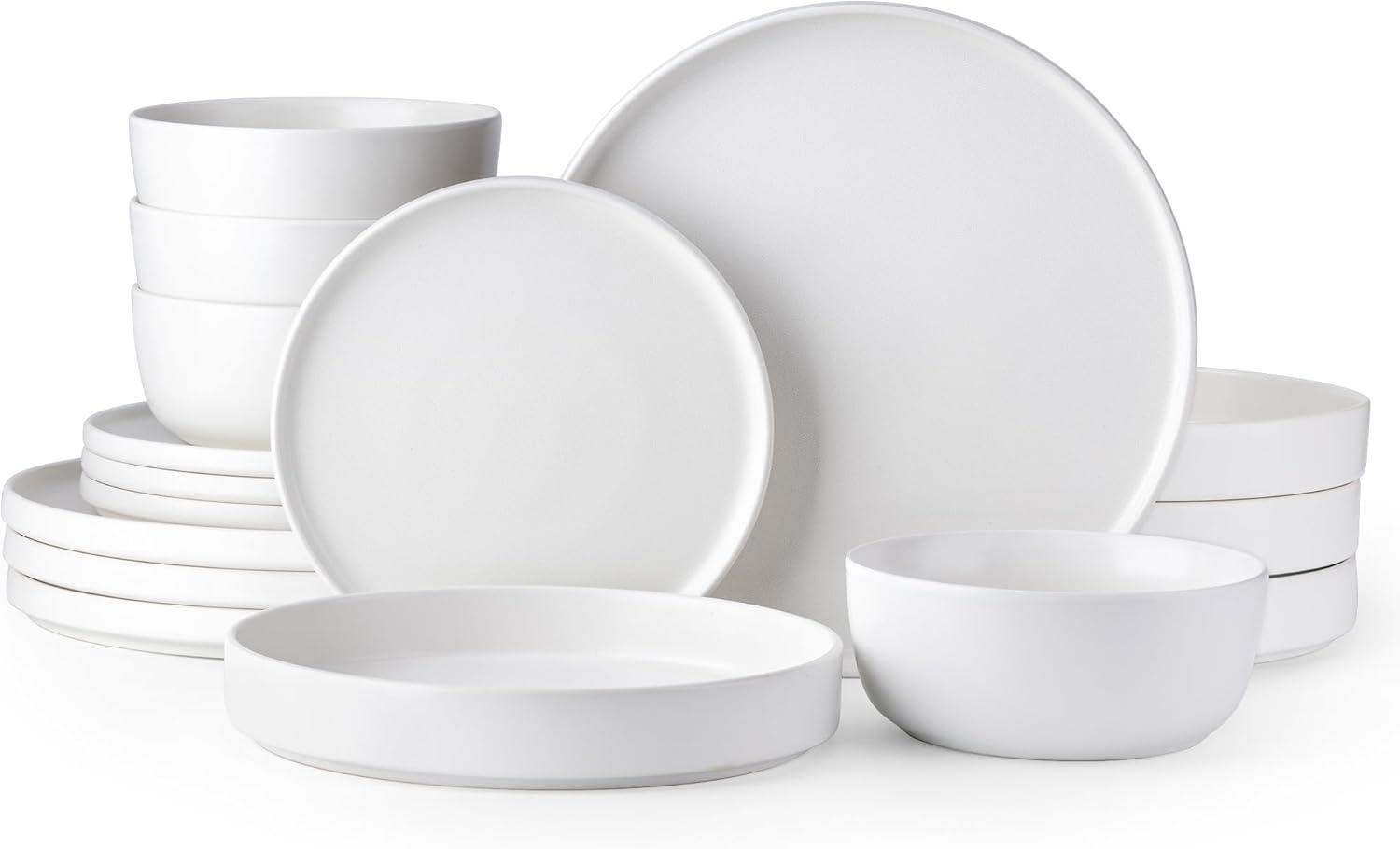 over&back Stackable 16-Piece Semi Hand-Finished Stoneware Dinnerware Set