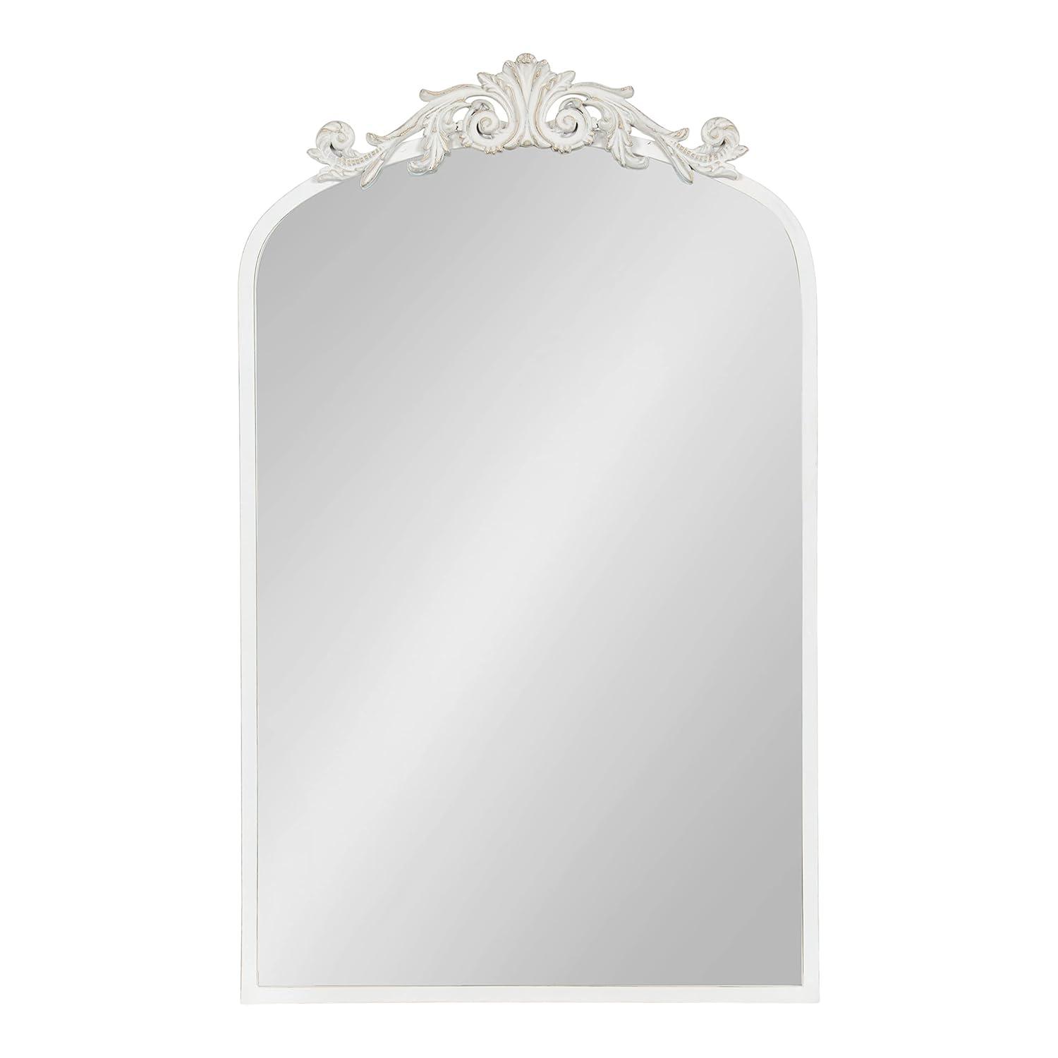 19"x31" Arendahl Traditional Arch Decorative Wall Mirror White - Kate & Laurel All Things Decor: Luxury Glam Style, No Assembly Required