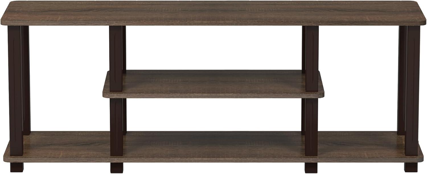 Furinno Turn-S-Tube No Tools 3D 3-Tier Entertainment TV Stands with Square Tube, Walnut/Brown, 18027WN/BR