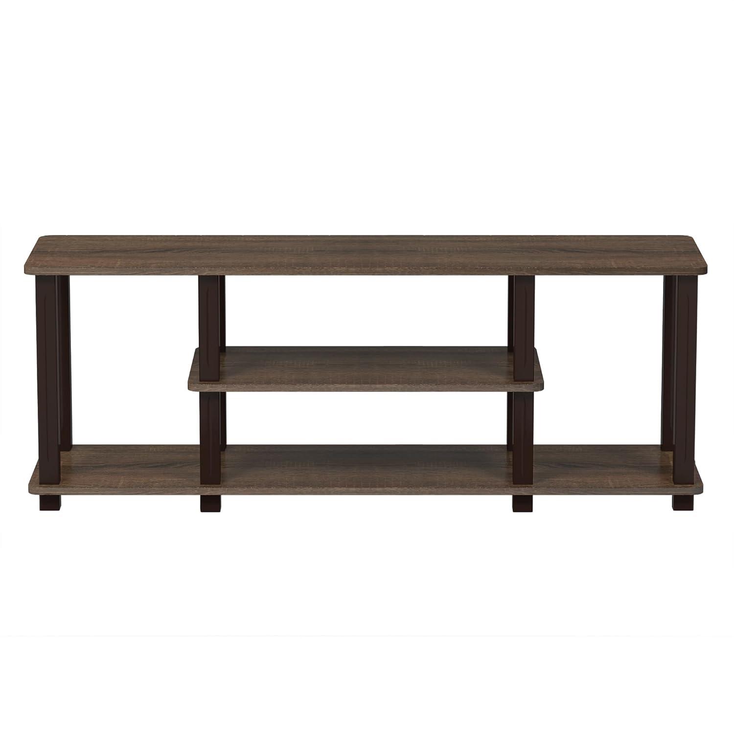 Furinno Turn-S-Tube No Tools 3D 3-Tier Entertainment TV Stands with Square Tube, Walnut/Brown, 18027WN/BR