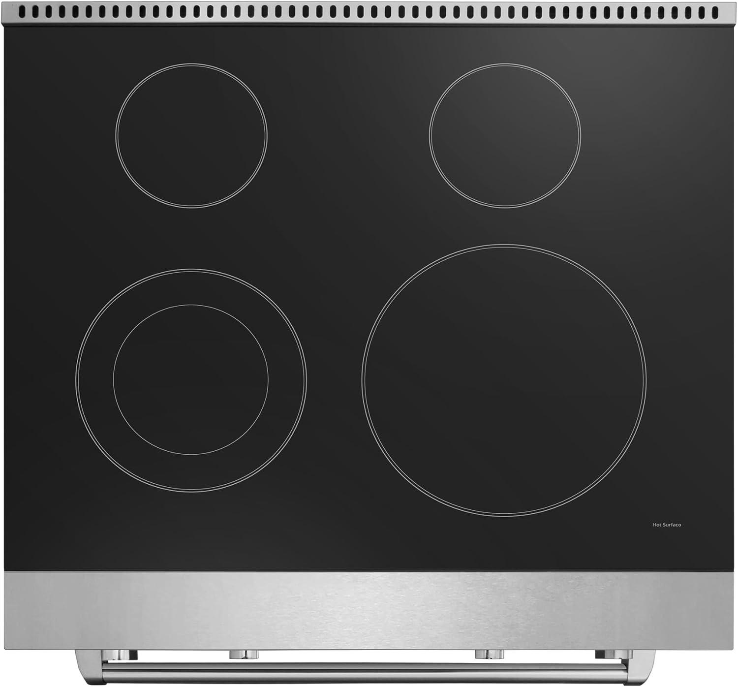 30 in. 4.8 cu. ft. Electric Range with 4-Burner Glass Cooktop and Convection Oven in Stainless Steel