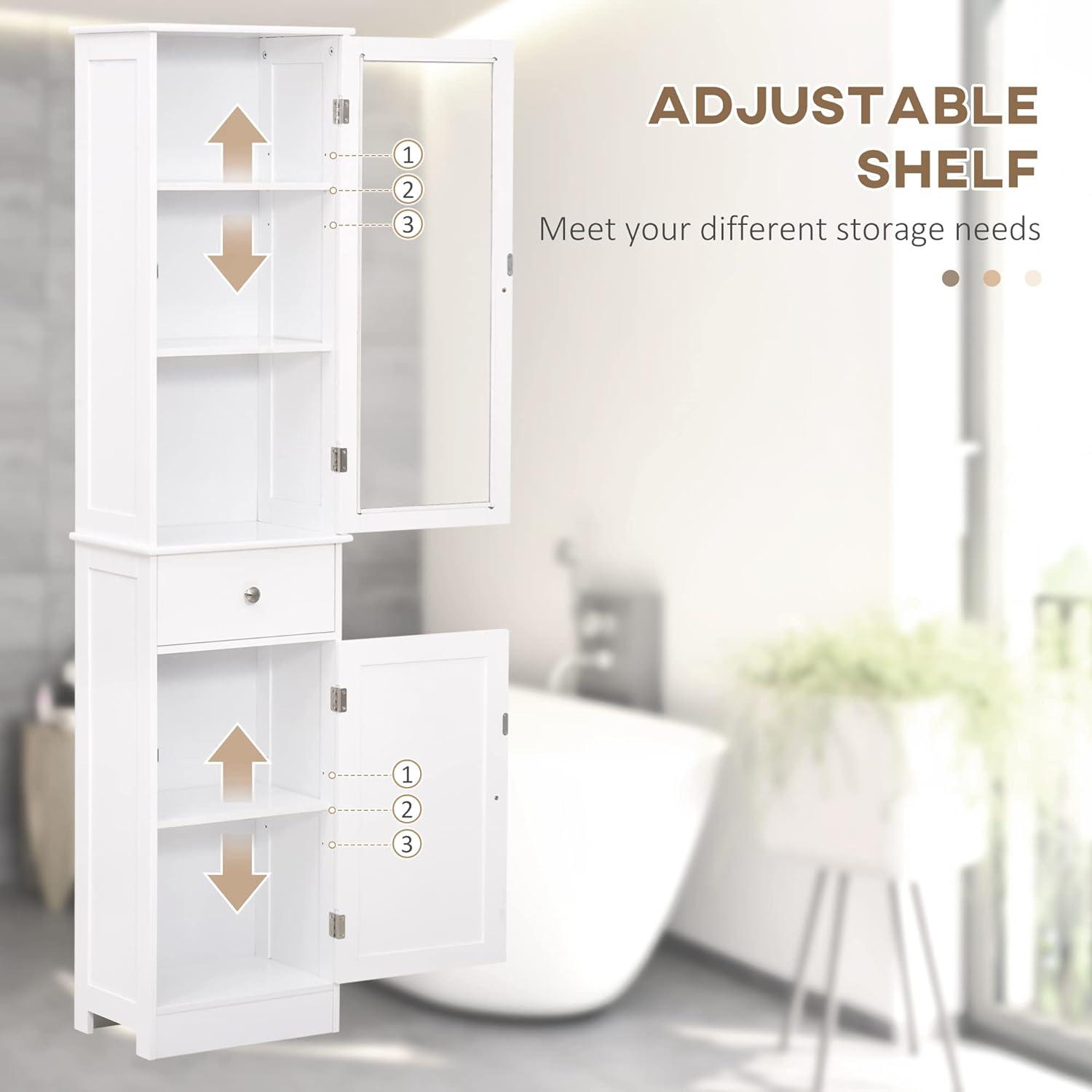 Slim Tower White Storage Cabinet with Anti-Toppling Design