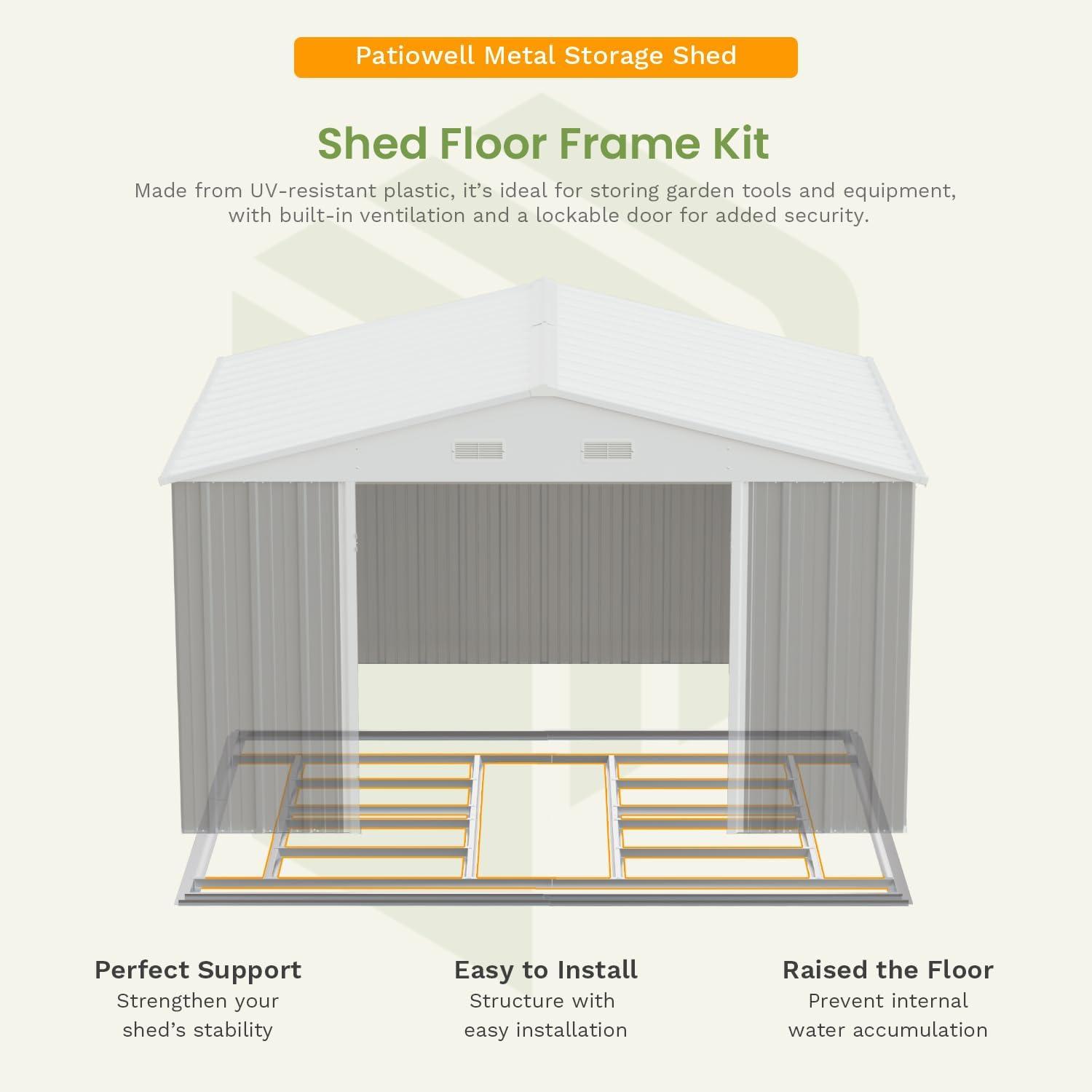 Patiowell 12'x10' Outdoor Storage Shed with Design of Double Lockable Doors Roof ,Utility Storage, Gray