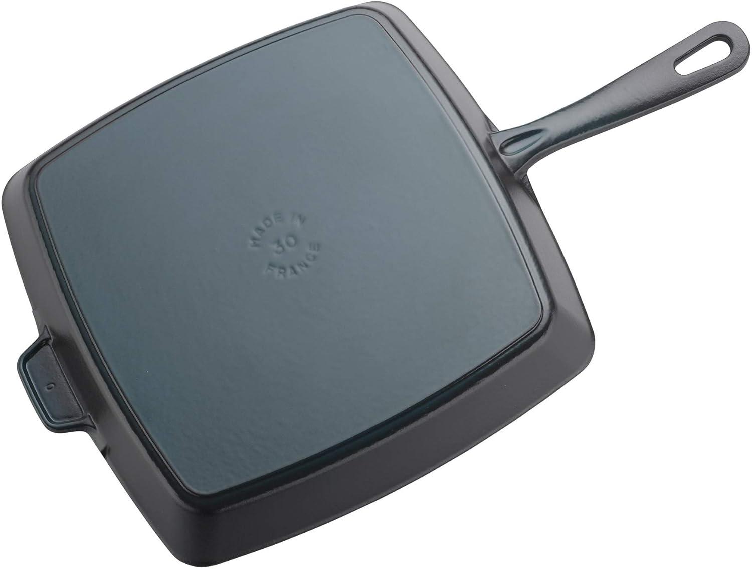 Matte Black 12" Square Cast Iron Grill Pan - Induction Ready