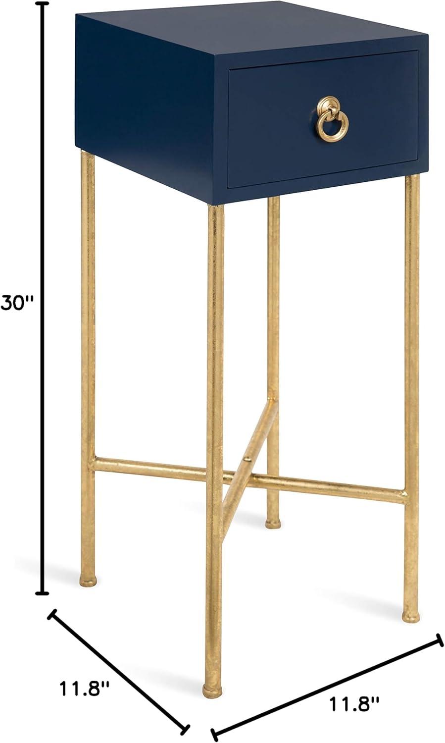 Kate and Laurel Decklyn Square MDF Tea Table, 12x12x30, Gold and Gray