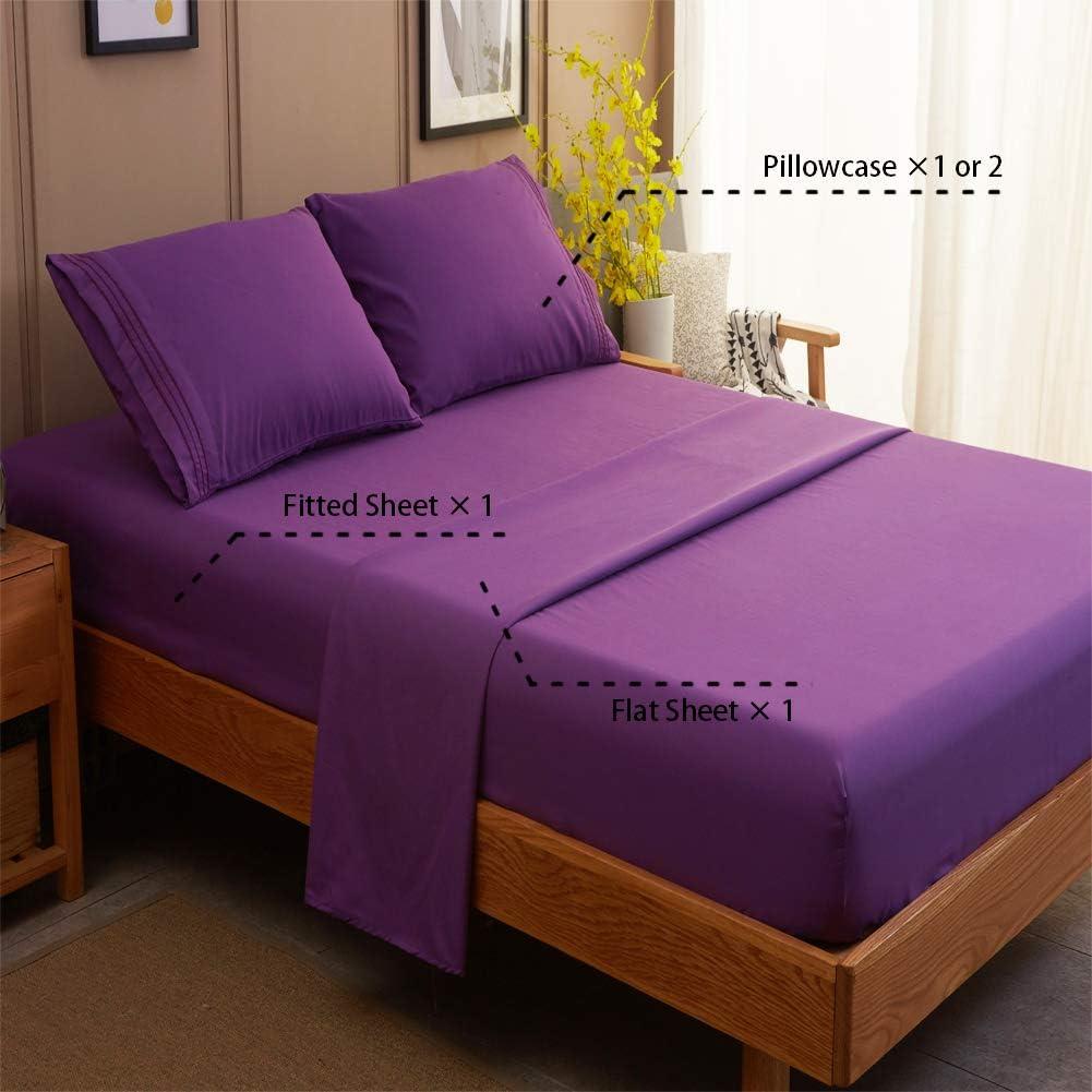 Queen Purple Microfiber Embroidered Kids Bedding Set