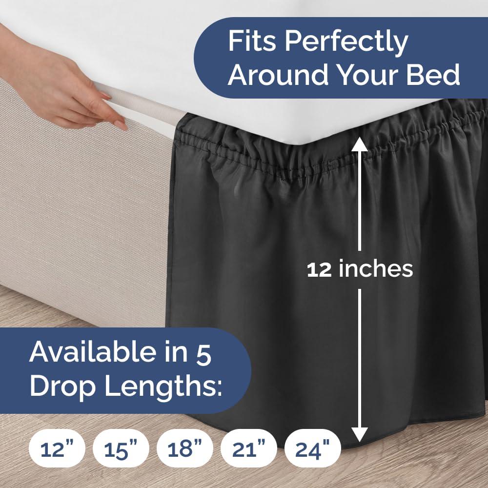 CGK Linens Ruffled Elastic Wrap Around Tailored Bed Skirt