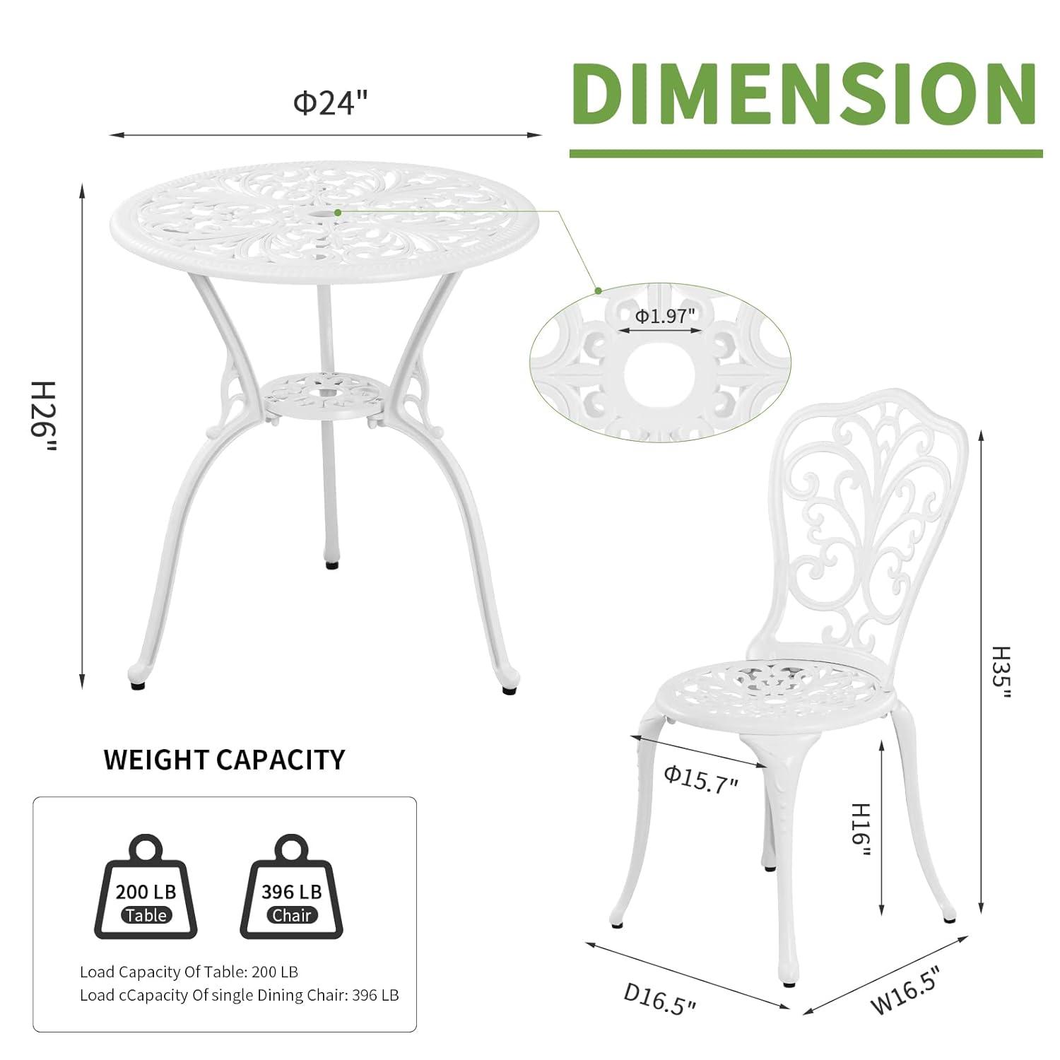 SunnyDaze Decor 2 - Person Metal Patio Dining Set with Round Table