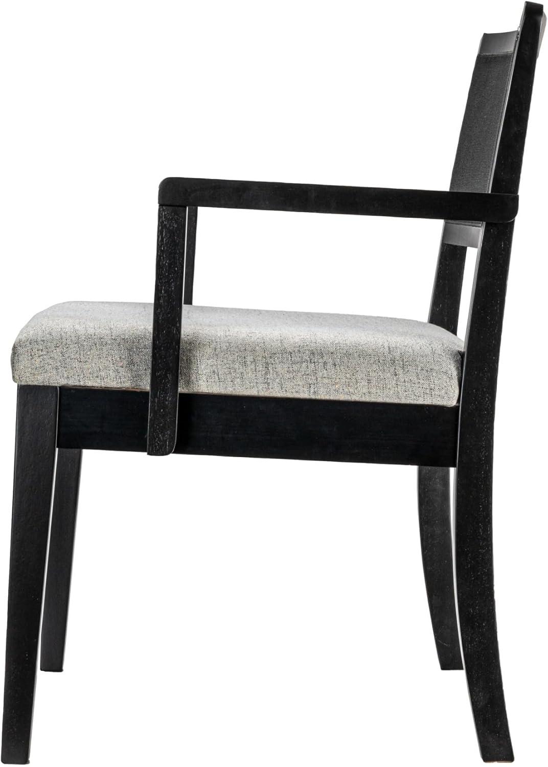 Creative Co-Op Crawford Mid-Century Modern Eucalyptus Wood Arm Chair W/ Cane Back and Velvet Upholstered Seat Cushion,Dark Blue