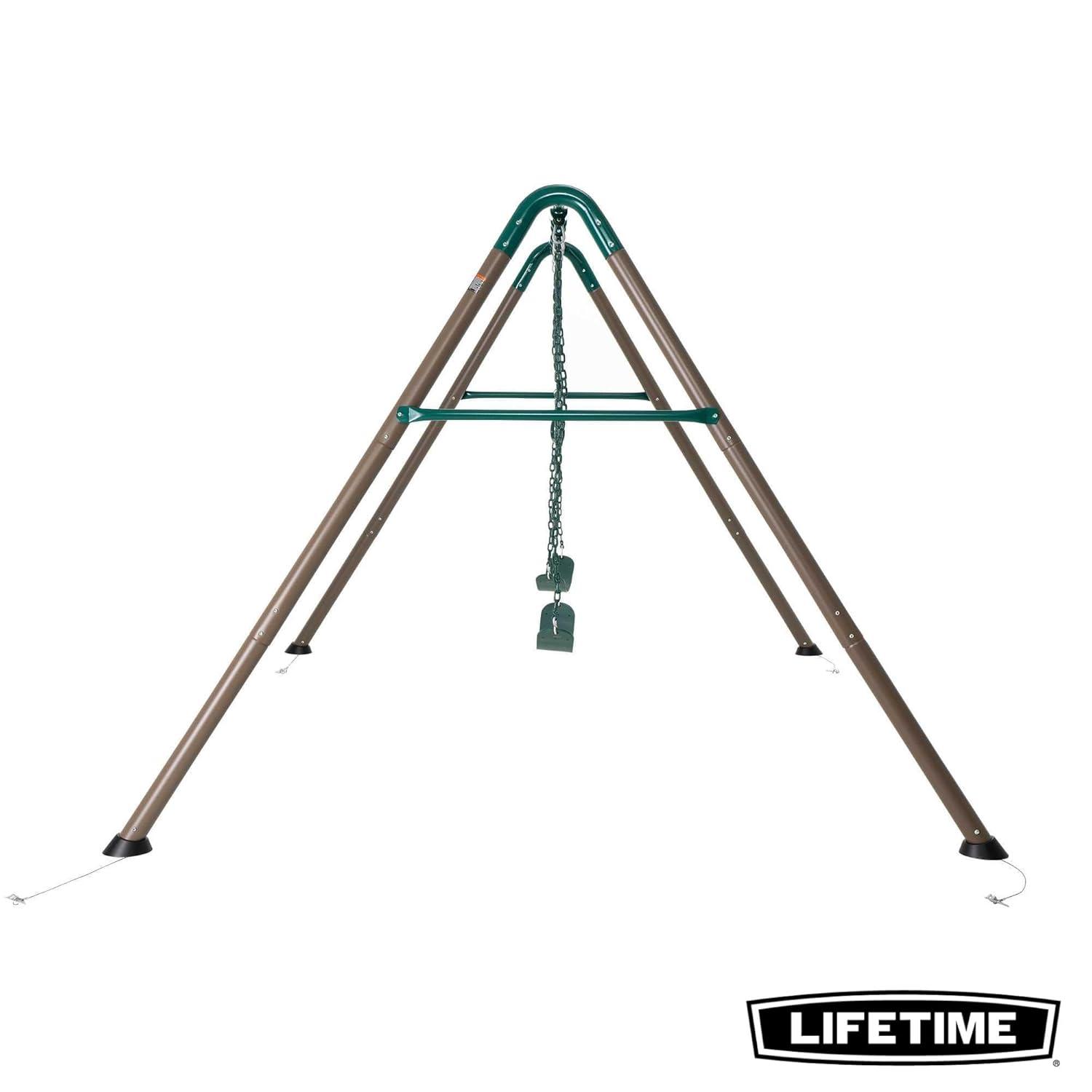 Lifetime Kids 7.3 ft. High Metal Swing Set with Belt Swings (90952)