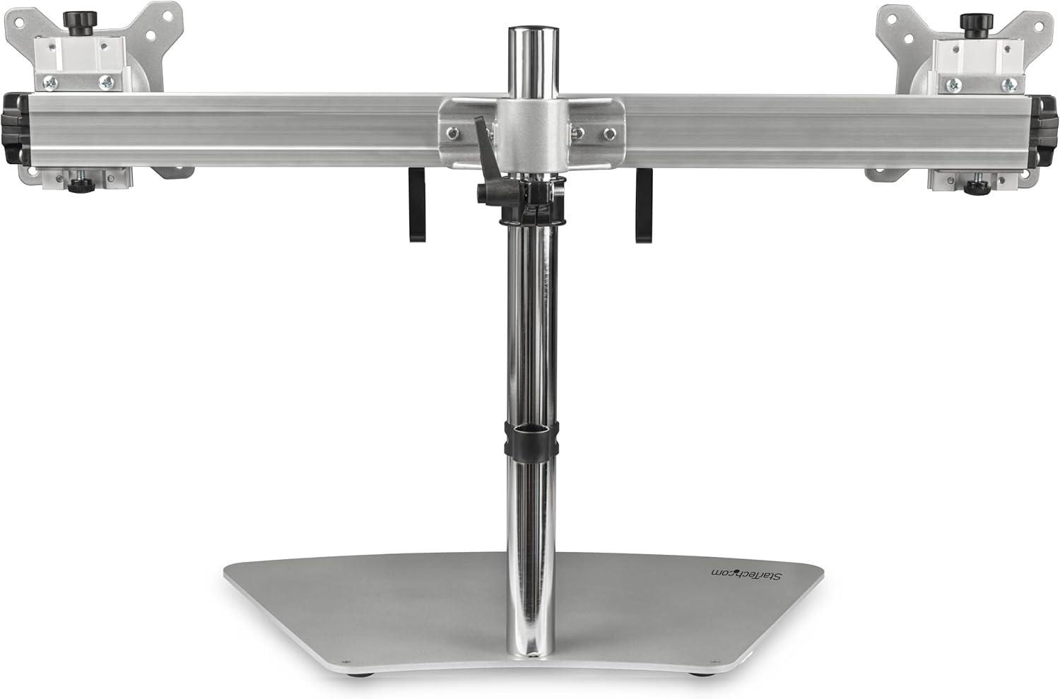 Horizontal Dual-Monitor Stand, Up to 24 in. - Silver