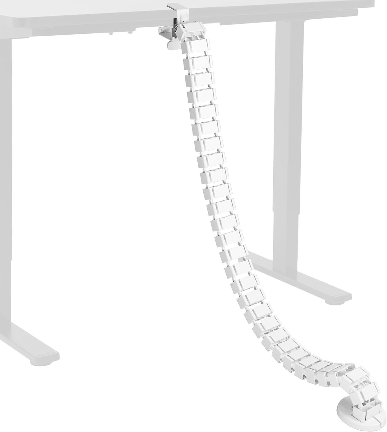 VIVO White Vertebrae Cable Management Kit, Standing Desk Quad Wire Organizer