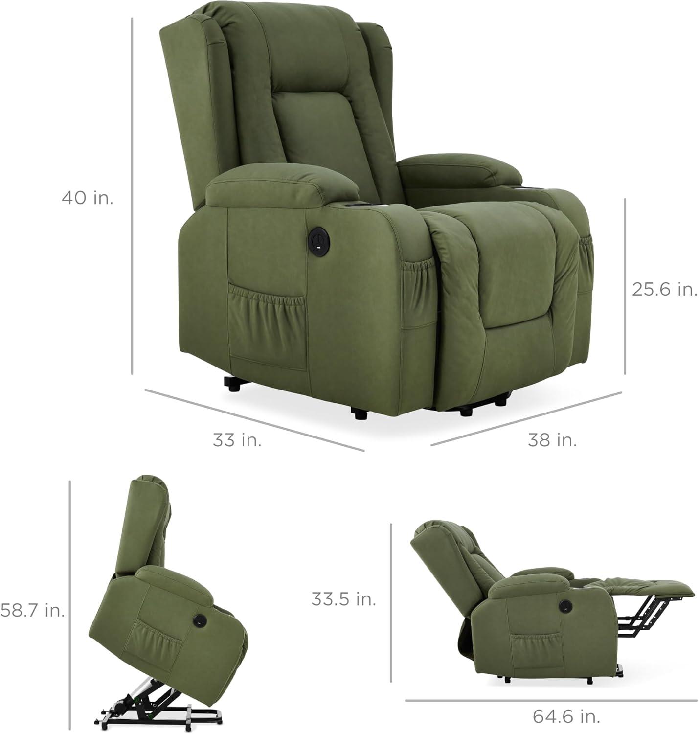 Xola Electric Power Lift Recliner Massage Chair Furniture w/ USB Port, Heat, Cupholders