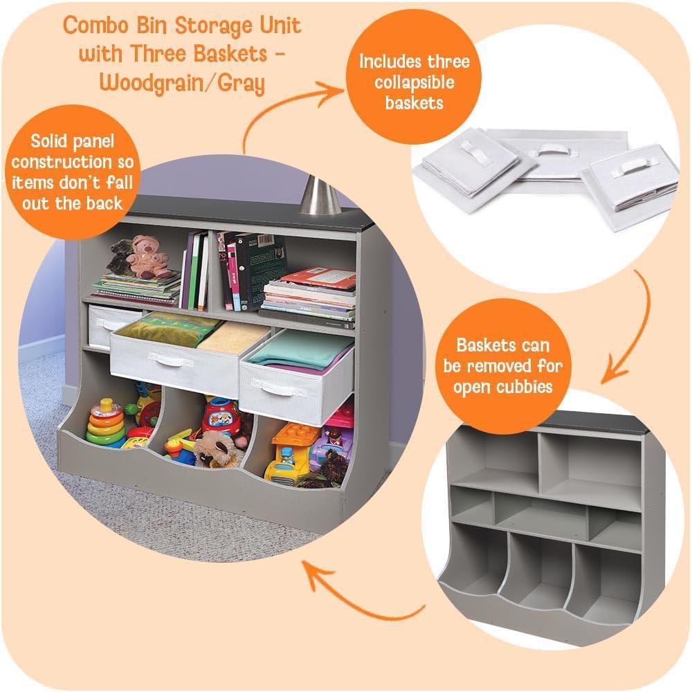 Badger Basket Combo Bin Storage Unit with Three Baskets  (Gray)