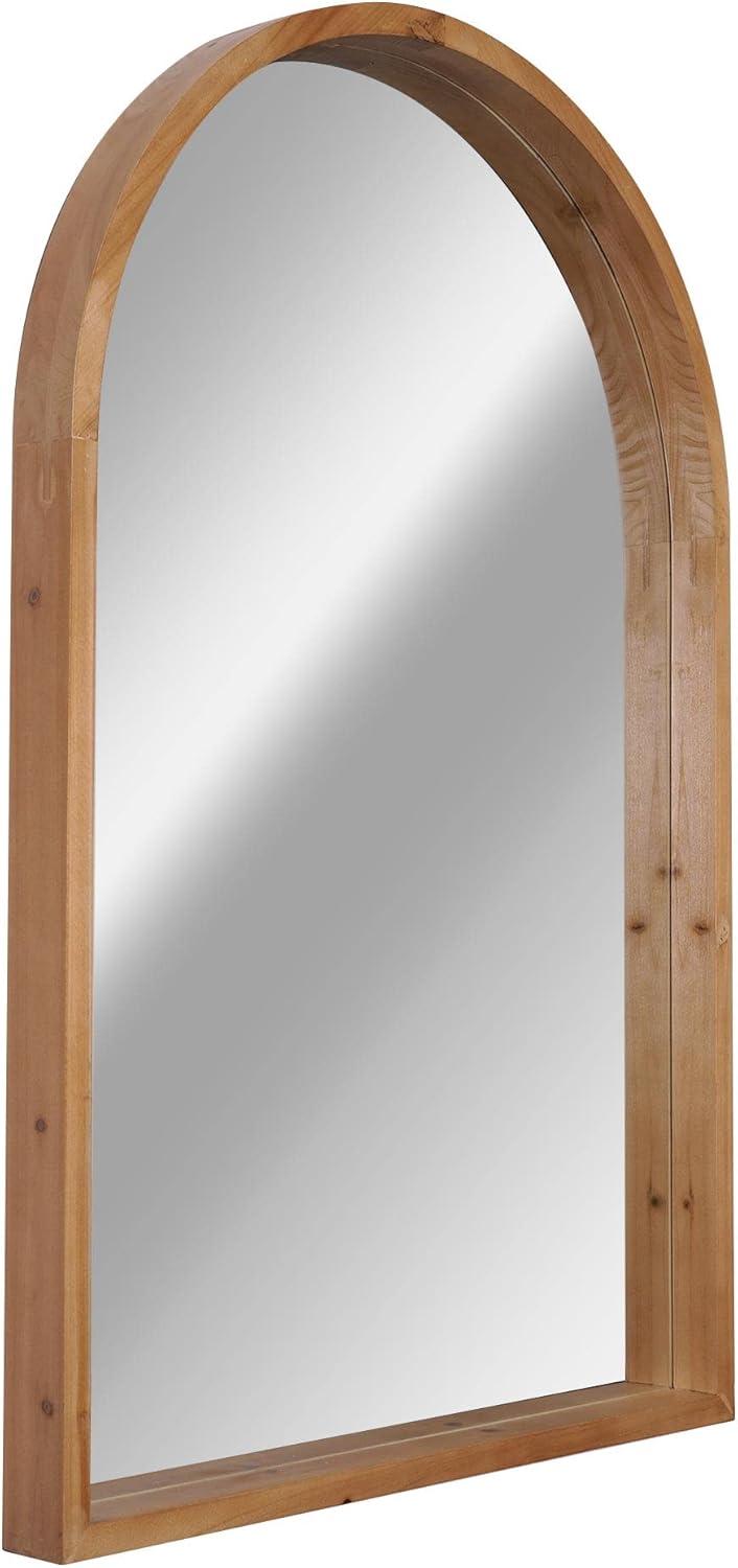 Natural Wood Arch Wall Mounted Mirror, 24" x 36"