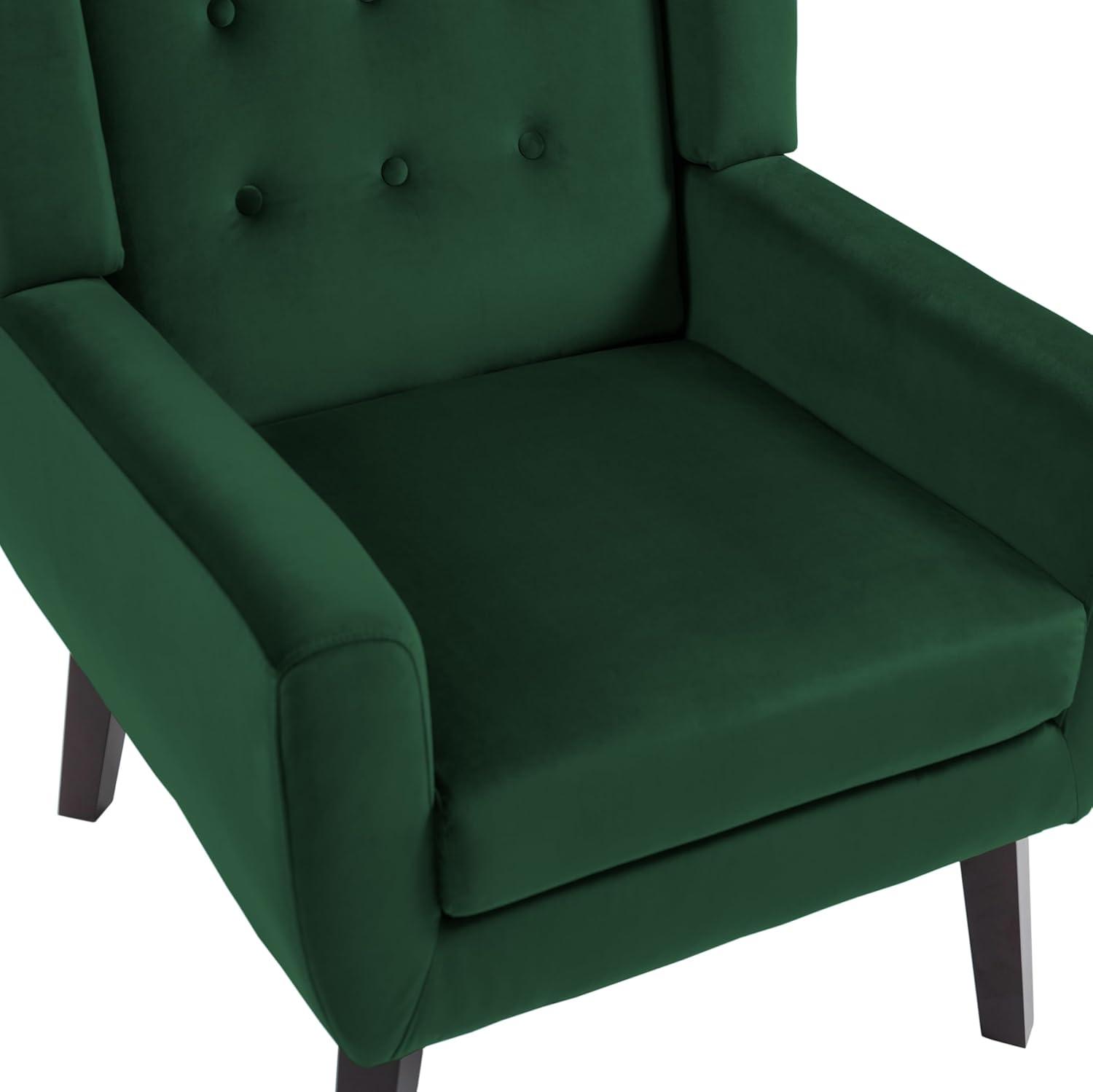 UIXE Velvet Accent Chair Chair Set of 2 Upholstered Comfortable Armchair Modern Chairs with Solid Wooden Legs for Living Room Office, Retro Green