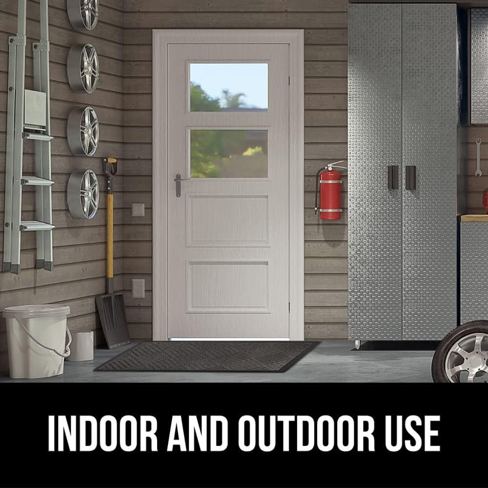 GORILLA GRIP 100% Waterproof All-Season WeatherMax Doormat, 23x35, Durable Natural Rubber, Stain and Fade Resistant, Low Profile, Indoor Outdoor Door Mats, Easy Clean Patio Entrance Mat, Gray Diamond