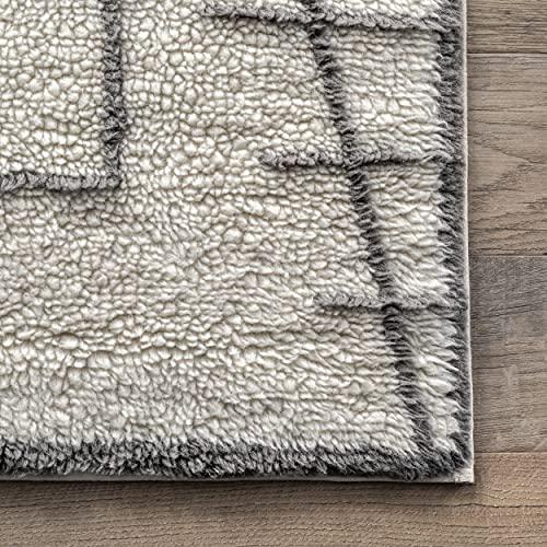 Ivory Geometric Washable Wool 3'x5' Rug