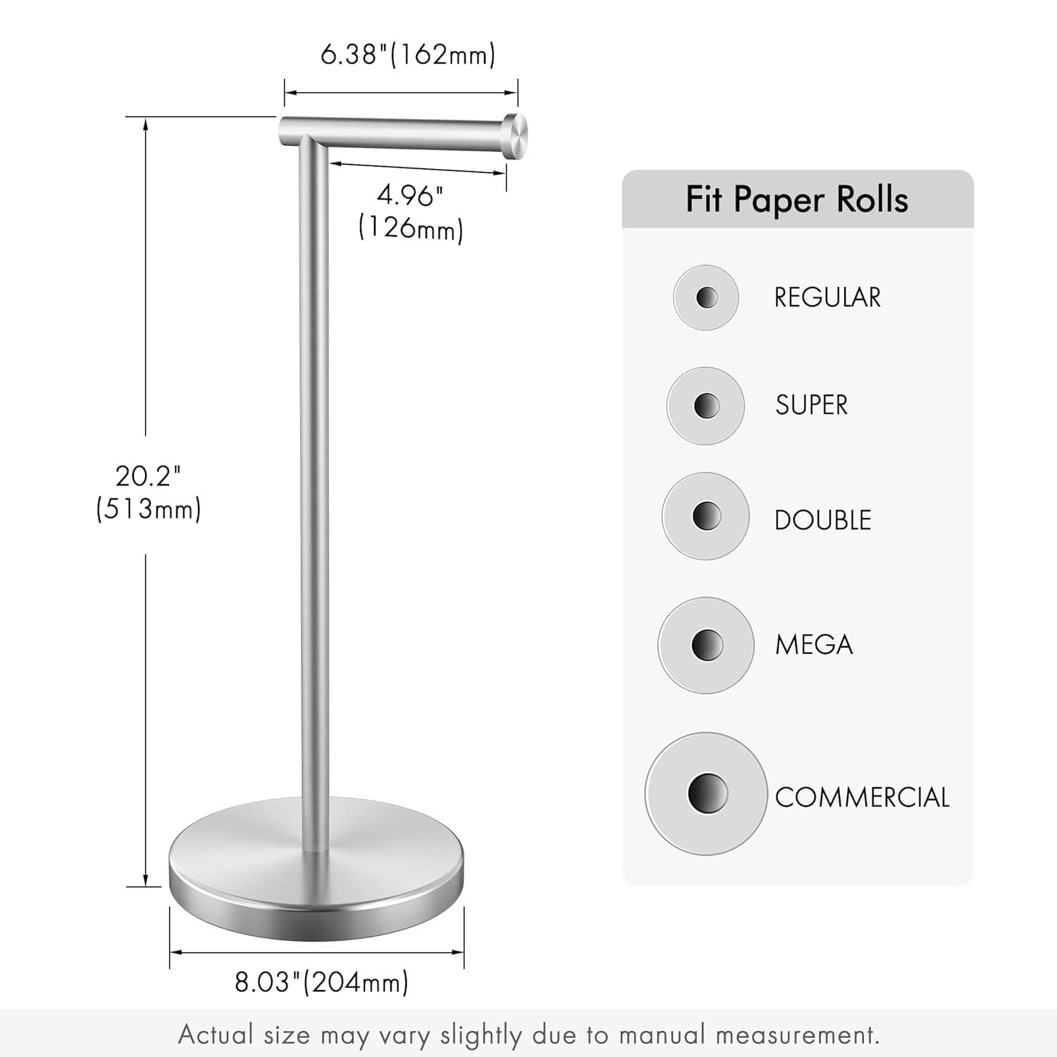 Bathroom Freestanding Toilet Paper Holder Tissue Roll Holder Floor Stand in Brushed Finish