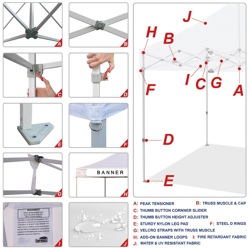 Eurmax USA 8'x8' Pop-up Canopy Tent Commercial Instant Canopies with 4 Removable Zipper End Side Walls and Roller Bag, Bonus 4 SandBags(Blue)
