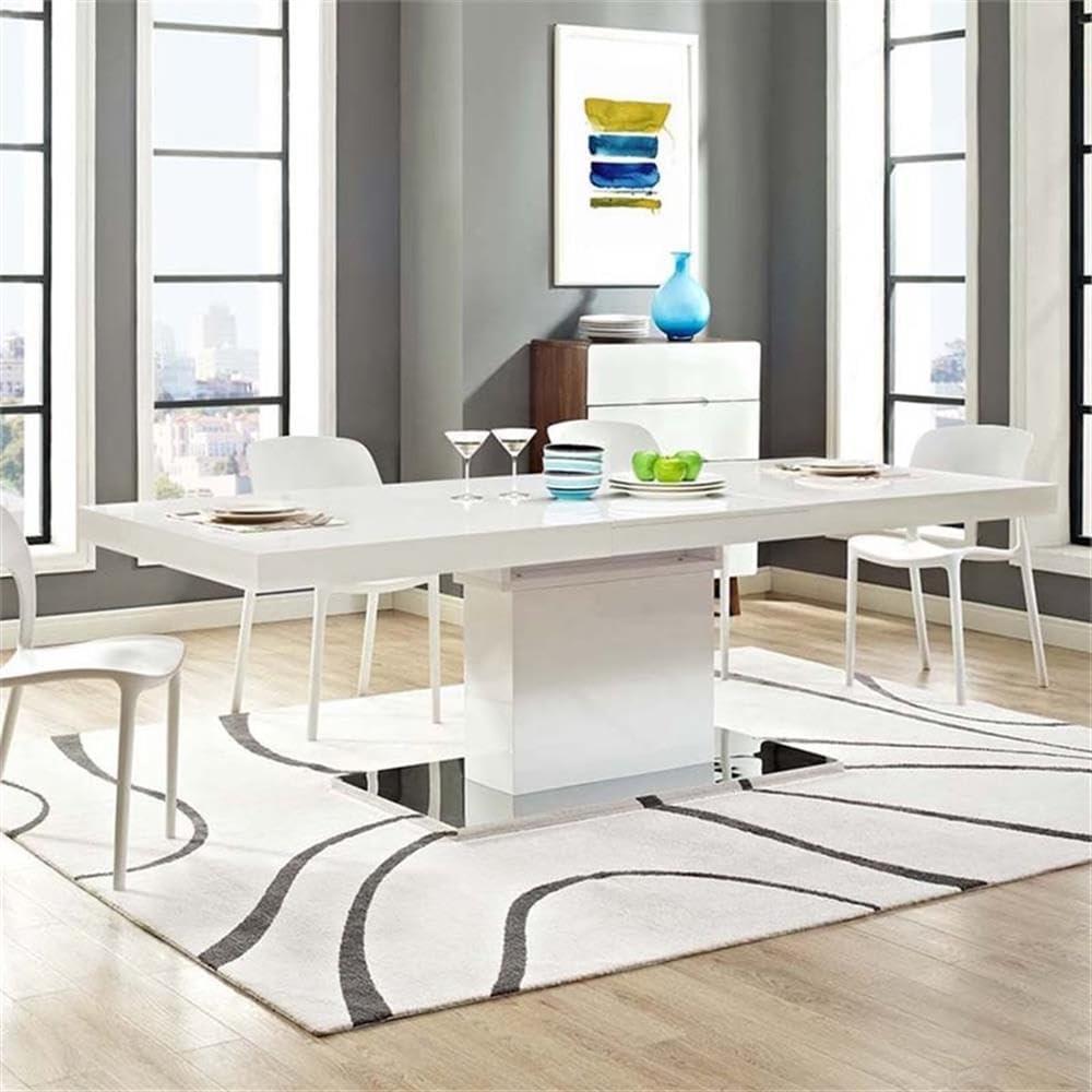 Vector Expandable Dining Table-EEI-2870-WHI-SLV