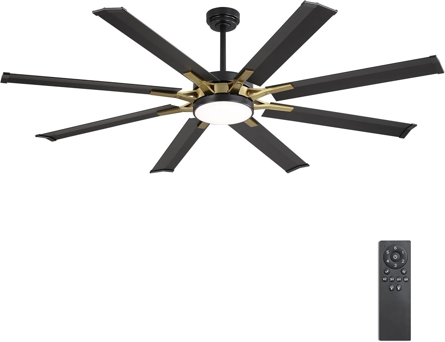 72" 8 - Blade Modern Ceiling Fan With Led Lights Remote App Control