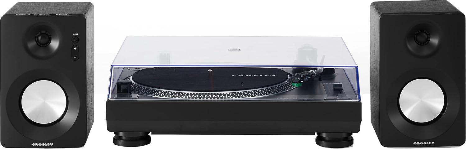 Crosley C100BT Vinyl Record Player with Speakers and Wireless Bluetooth - Audio Turntables