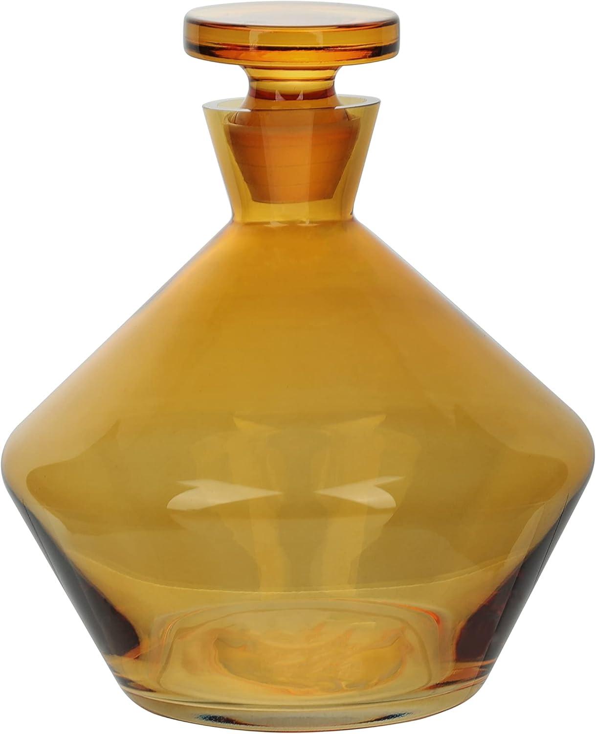 Amber Glass Whiskey Decanter with Stopper, 49-Ounce