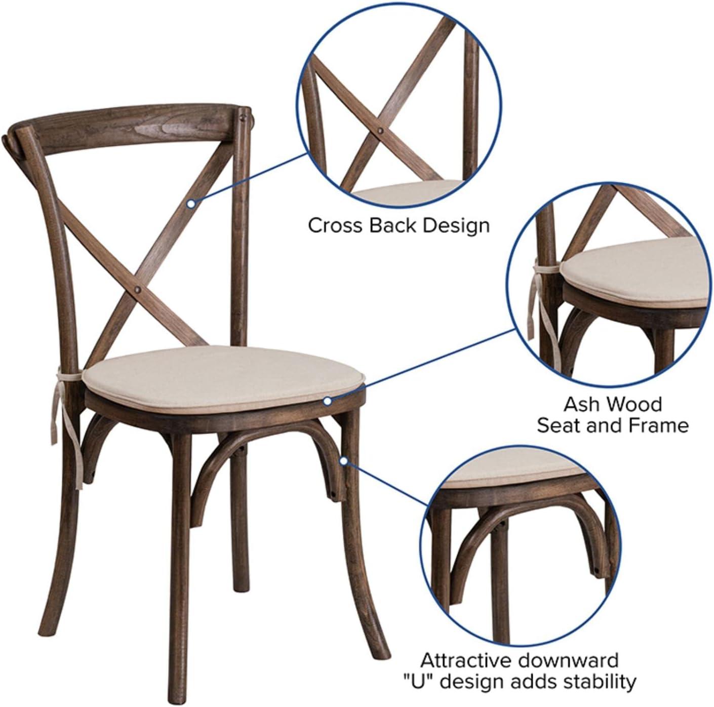 Flash Furniture HERCULES Series Stackable Early American Wood Cross Back Chair with Cushion