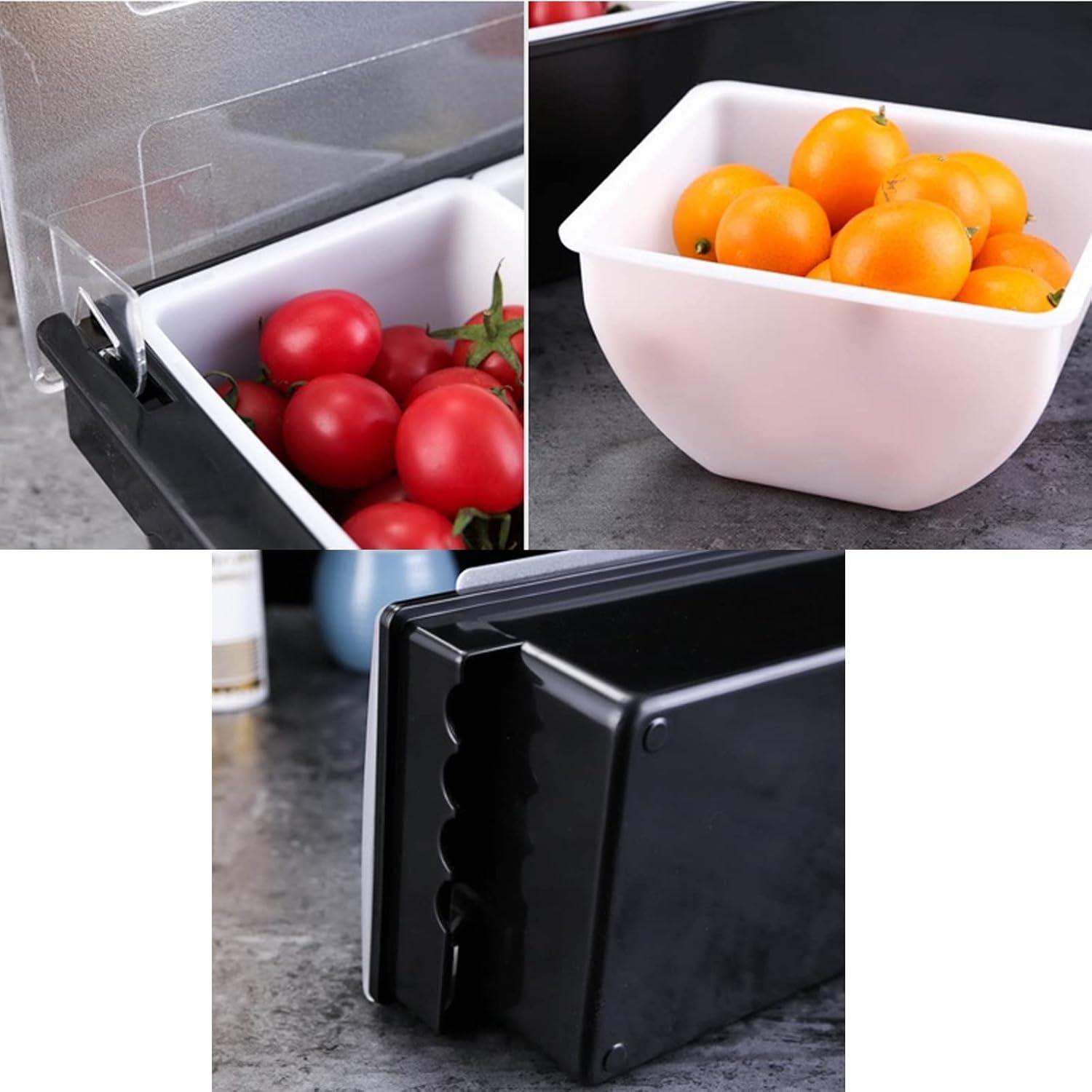 Black Plastic 5-Grid Chilled Condiment Dispenser with Lid