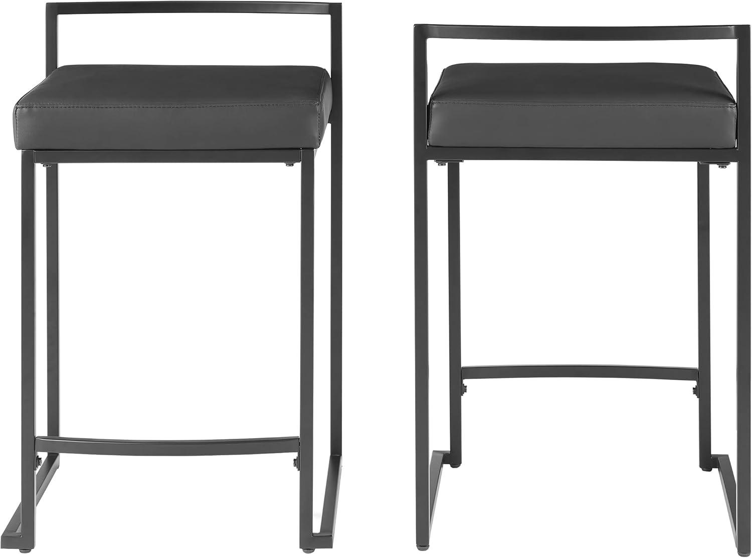 Set of 2 Harlowe Counter Height Barstools Black/Matte Black - Crosley