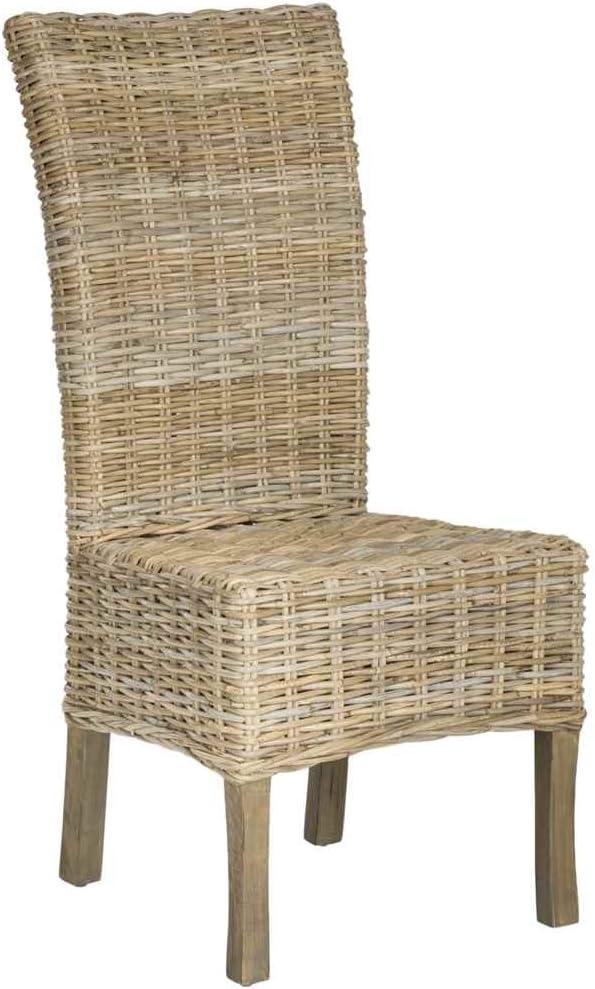 Quaker 19" H Rattan Side Chair (Set of 2) - FOX6521 - Natural Unfinished/Rustic Grey - Safavieh Couture