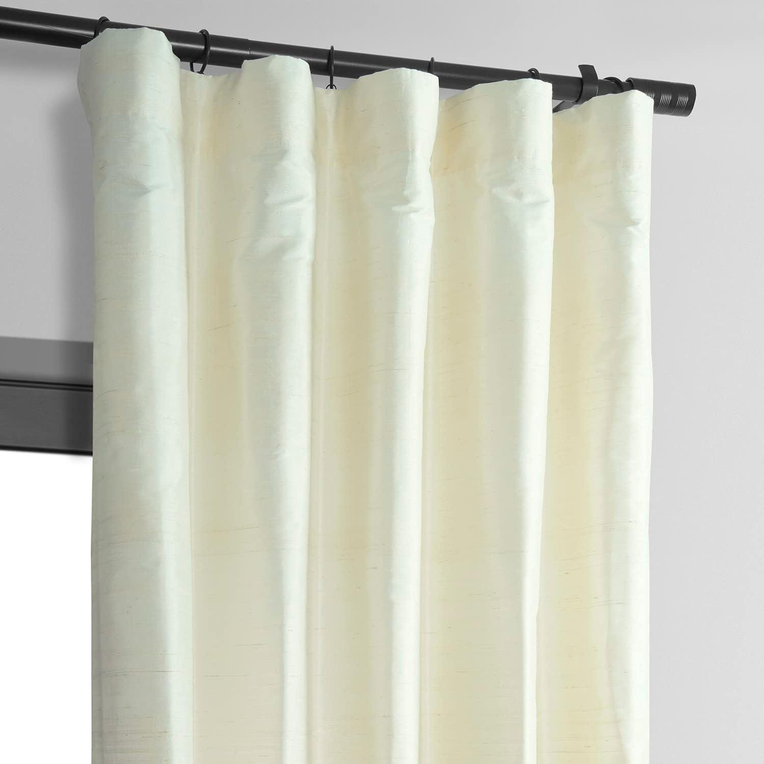 Pearl White Faux Silk Room-Darkening Curtain Panel 50" x 96"