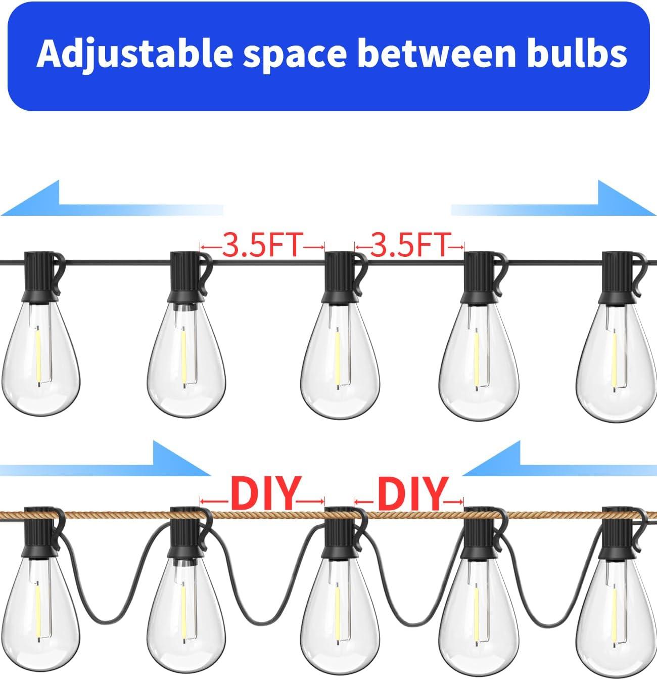 luckystyle 30FT LED Outdoor String Lights with 8+1 Edison Shatterproof Waterproof Bulbs, 2700K Commercial Grade Patio Lights, Heavy Duty Outside Hanging Outdoor Lights for Garden Porch Deck Decor