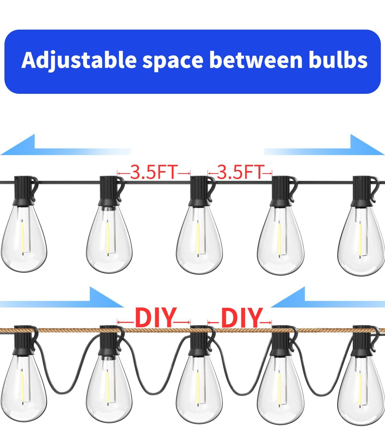 luckystyle 30FT LED Outdoor String Lights with 8+1 Edison Shatterproof Waterproof Bulbs, 2700K Commercial Grade Patio Lights, Heavy Duty Outside Hanging Outdoor Lights for Garden Porch Deck Decor