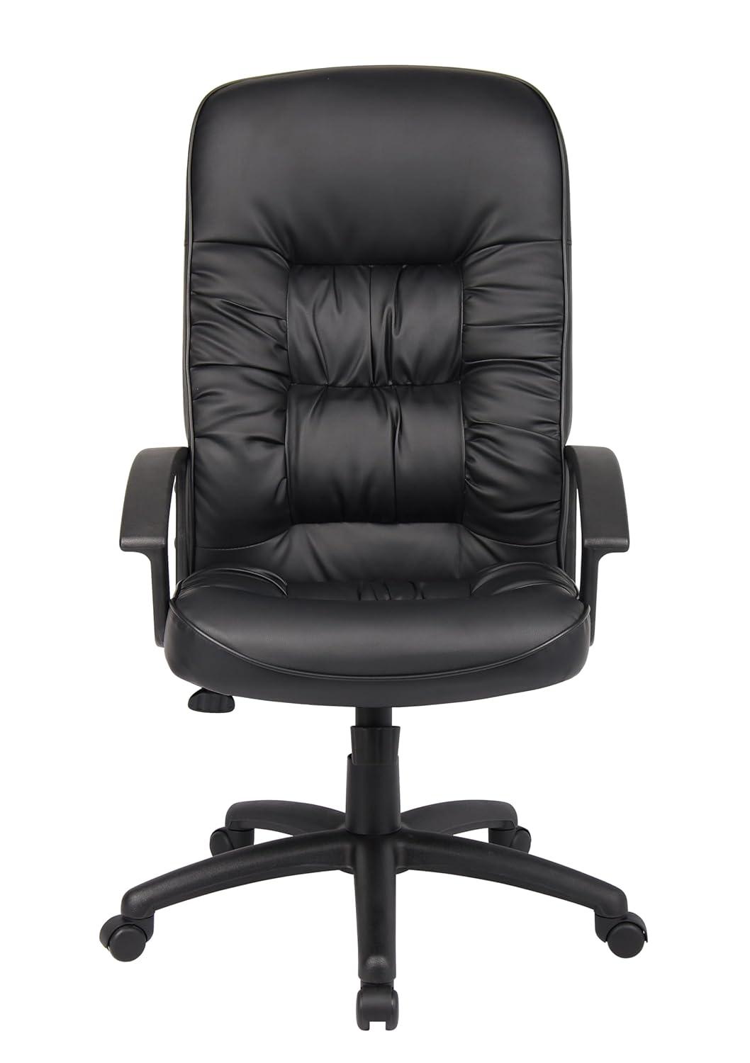 High Back LeatherPlus Chair Black - Boss Office Products: Ergonomic, Adjustable, Swivel, Casters/Wheels