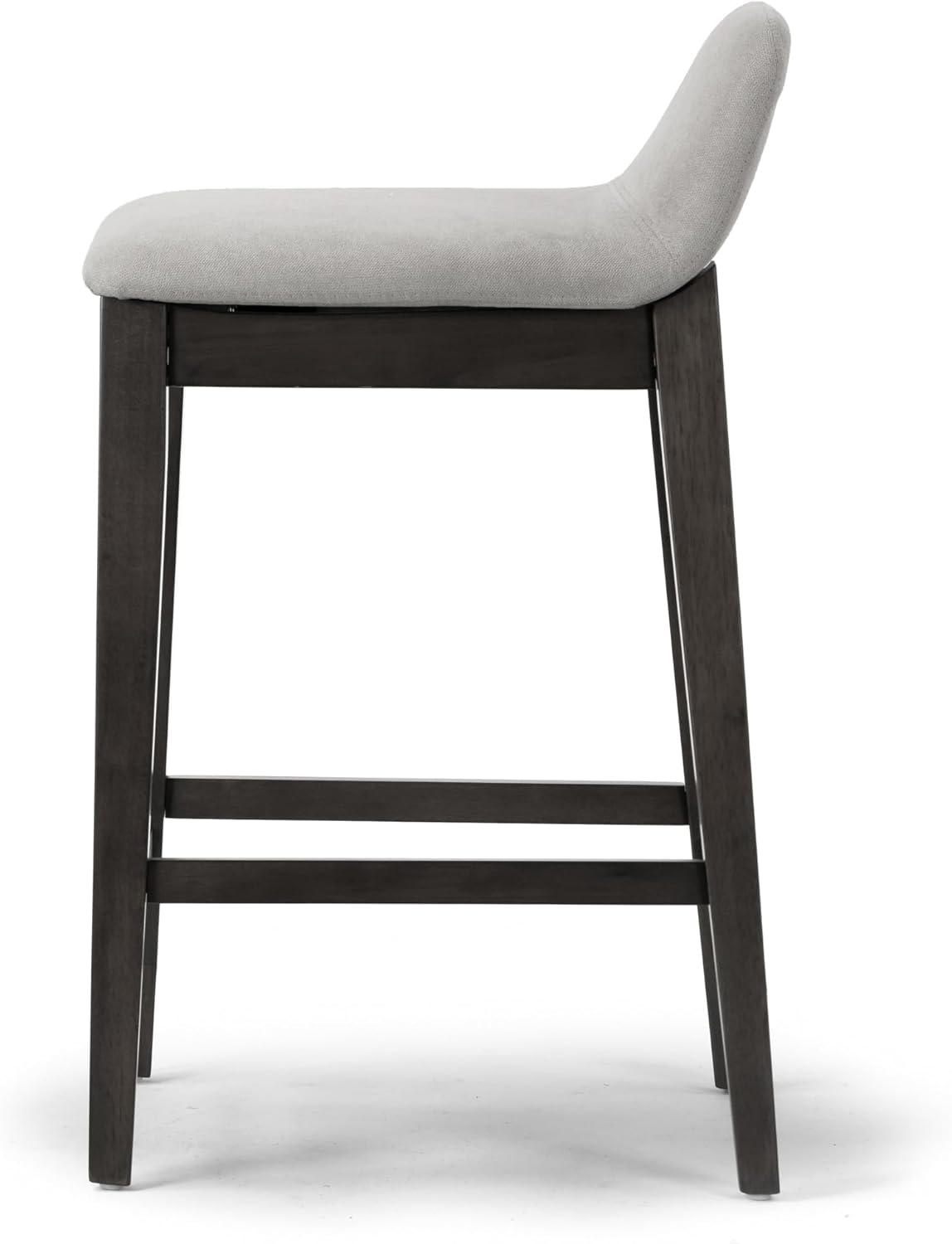Set of 2 Atia Black Rubberwood Counter Stool with Low Back Fabric Seat