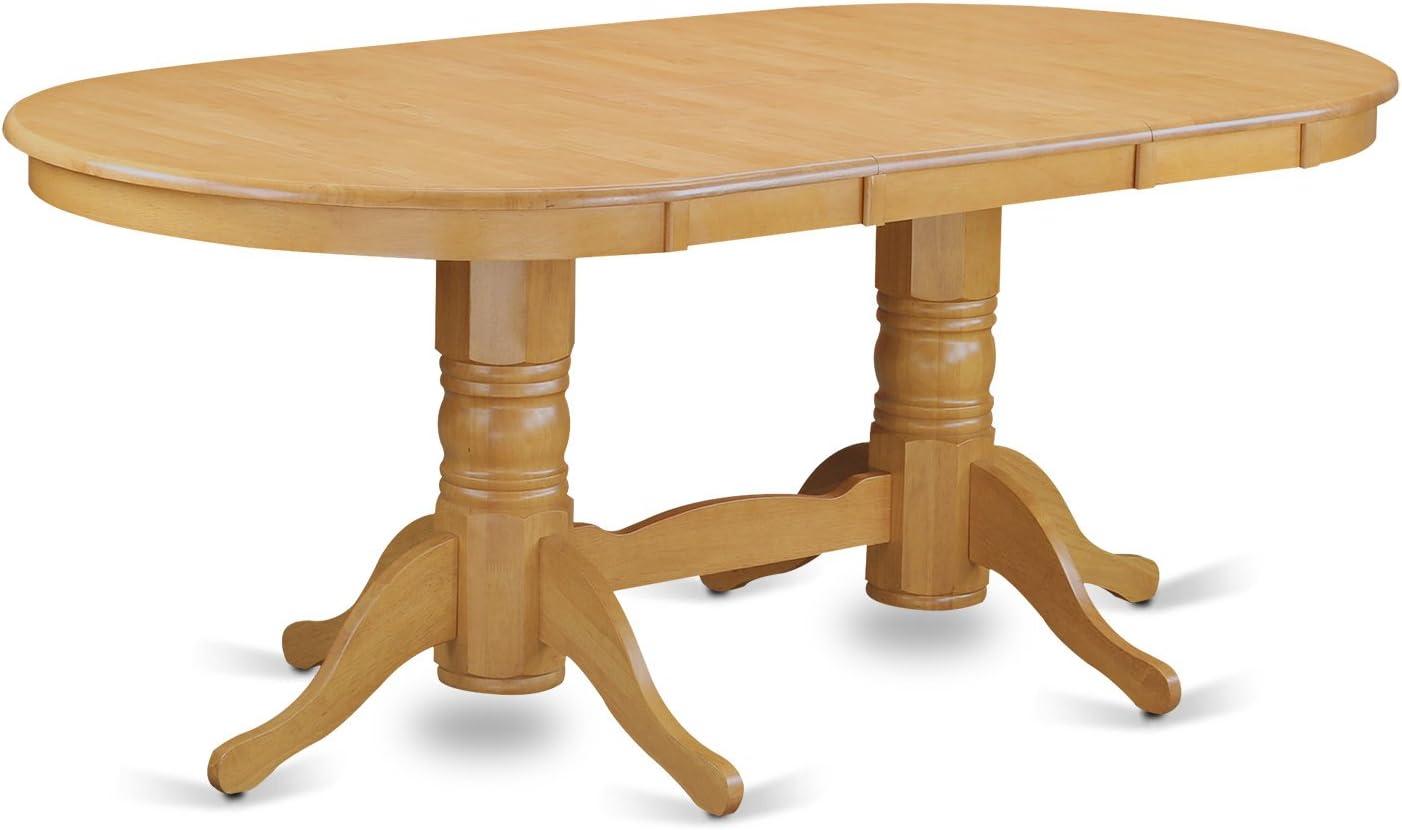 East West Furniture VANC7-OAK-C 7 Piece Dining Room Set Table With A Leaf and 6 Dining Chairs