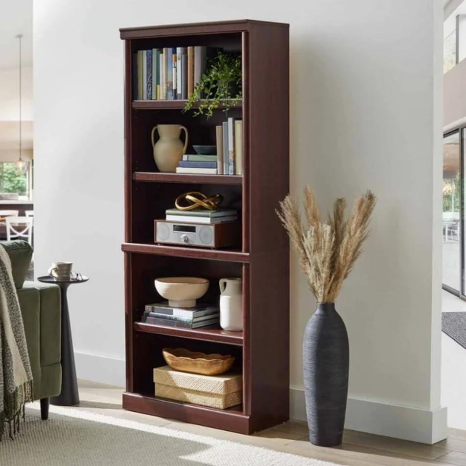 70" 5 Shelf Bookcase Select Cherry Red - Sauder: Transitional Style, MDF Frame, Adjustable Shelves