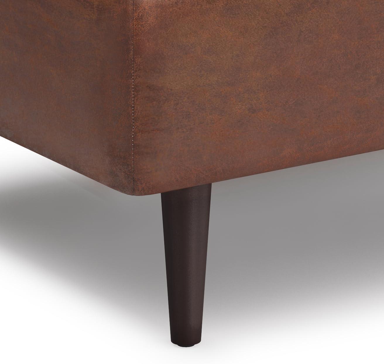 Shay Distressed Saddle Brown Mid Century Modern Storage Ottoman