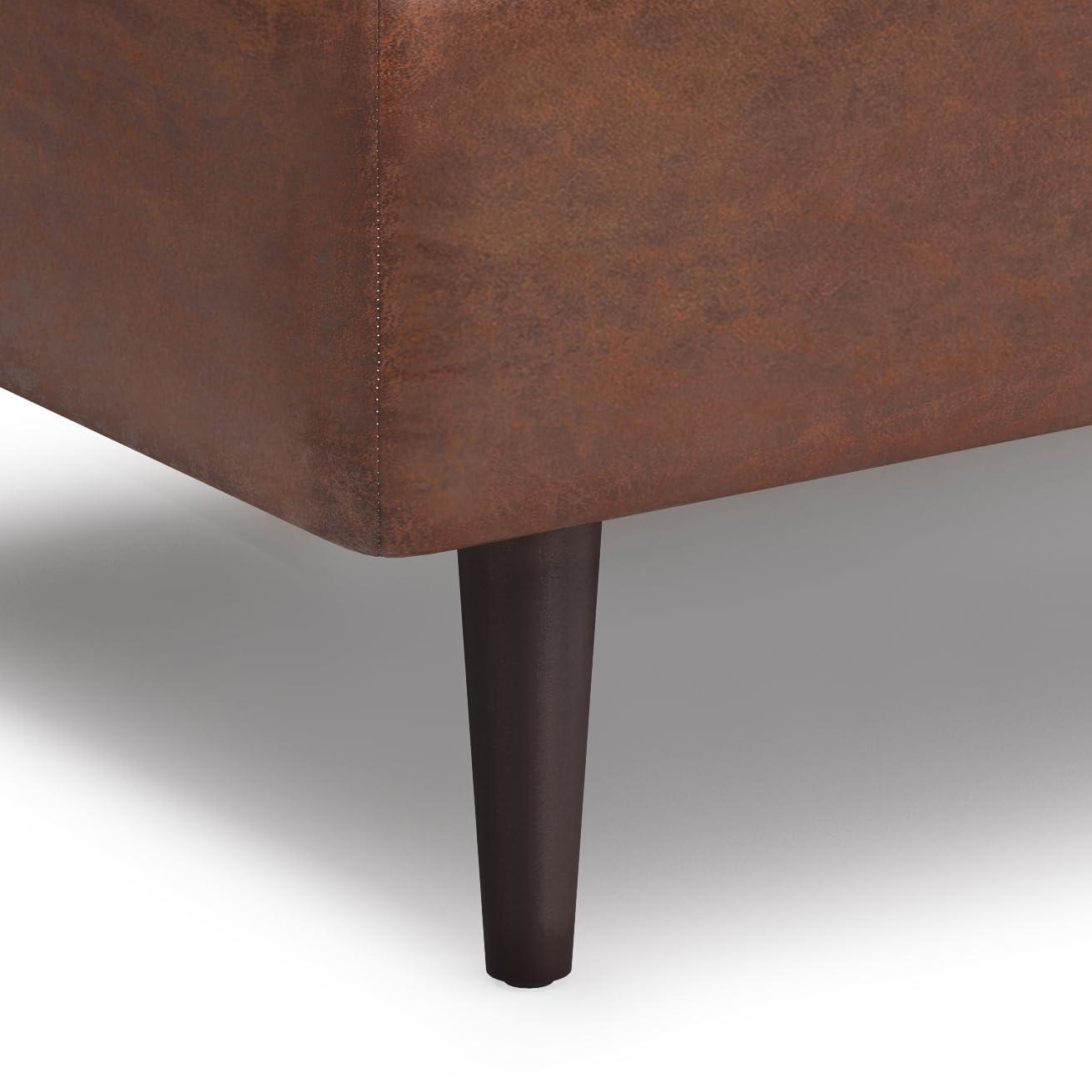 Simpli Home Shay 34"W Upholstered Coffee Table Storage Ottoman with Lift Top and Tufted Detailing